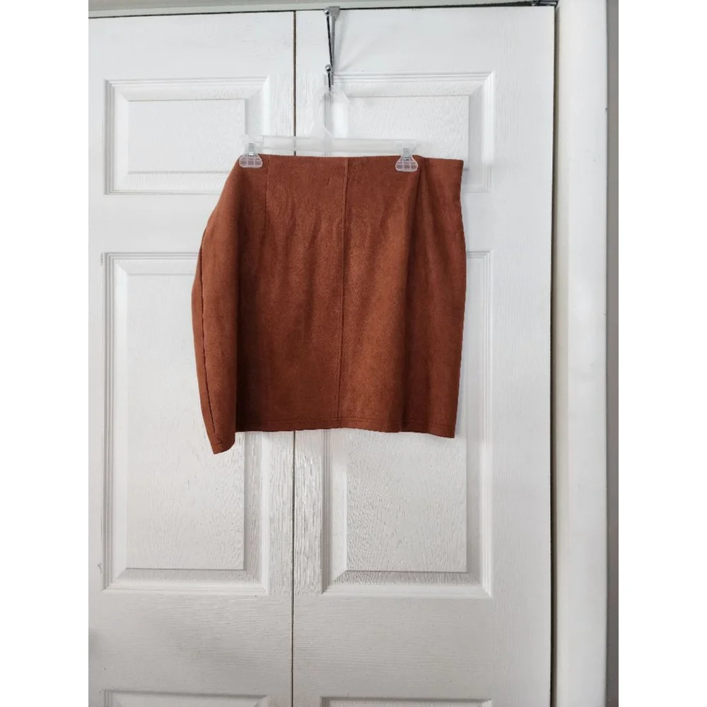 AGNES Orinda Brown Ultrasuede Skirt